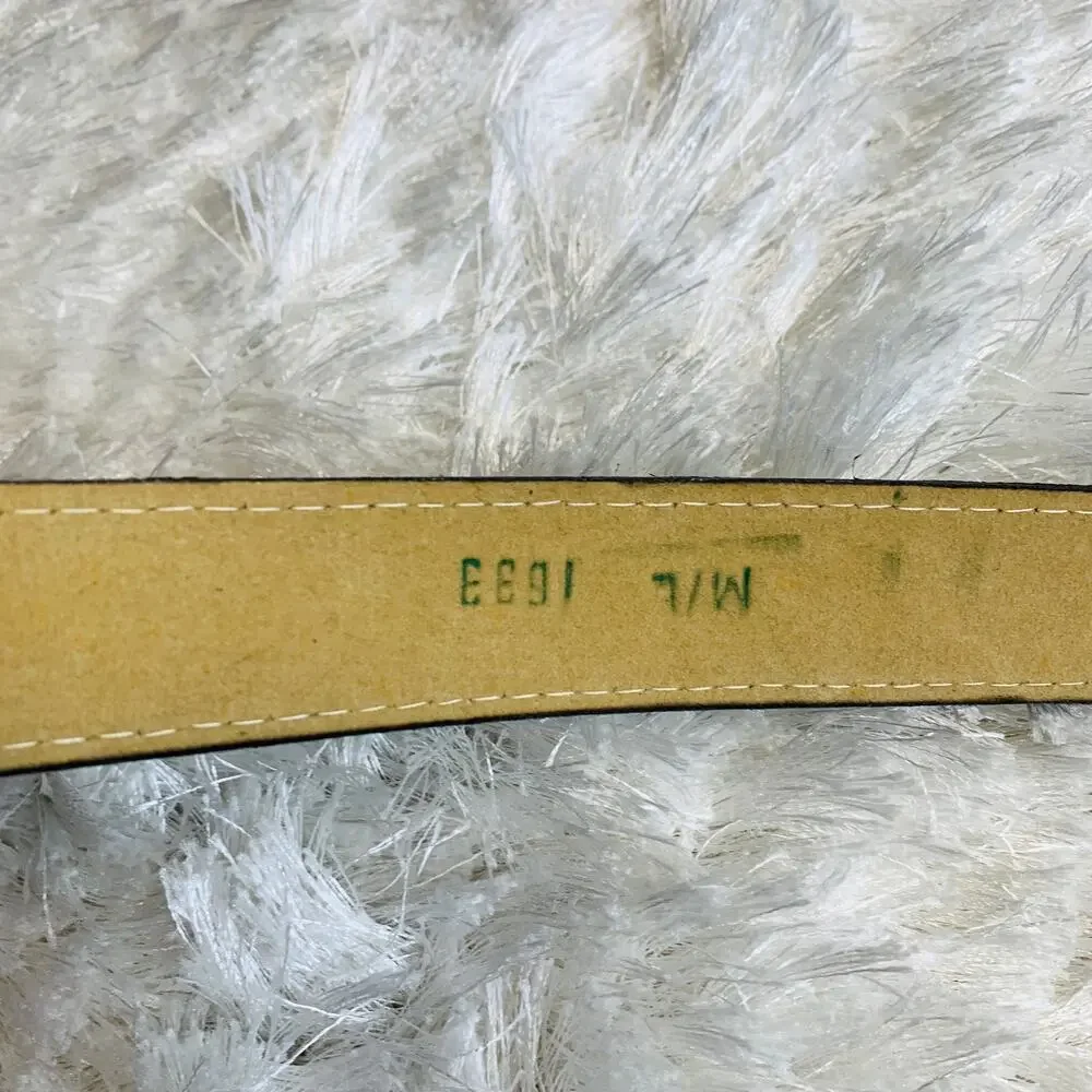 Black Patent Leather Belt Vintage Medium Large Gold Buckle